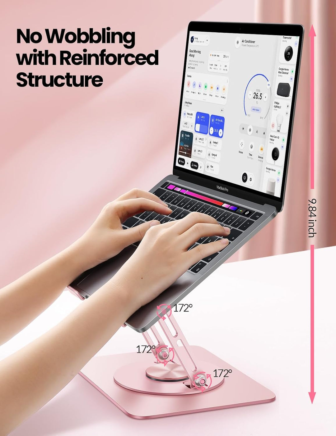 VAYDEER Laptop Ständer höhenverstellbar mit 360° Drehbasis &amp; faltbarem Design – Ergonomische Noteboo