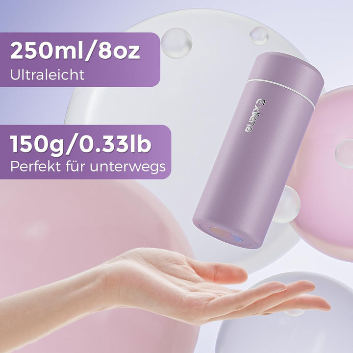 【Upgrade-Version】Exllena Mini Thermosflasche 250ml mit Edelstahl-Deckel, Trinkflasche Klein Doppelwa