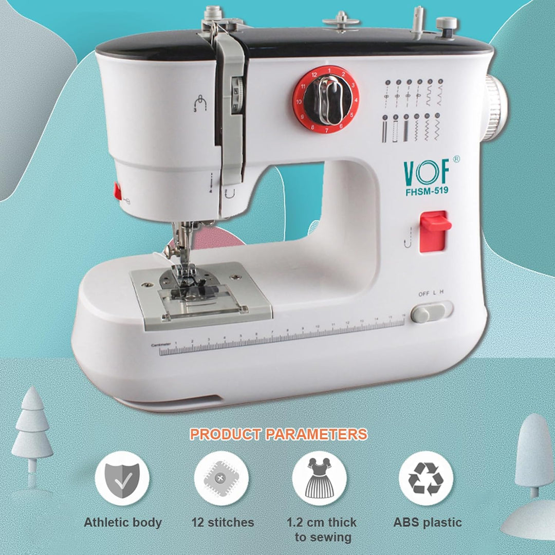 ZPSHYD Kleine Nähmaschine für Anfänger, 12 Stiche Mini Portable Nähmaschine Upgrade, EU Stecker 220V
