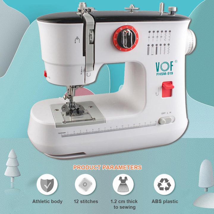 ZPSHYD Kleine Nähmaschine für Anfänger, 12 Stiche Mini Portable Nähmaschine Upgrade, EU Stecker 220V