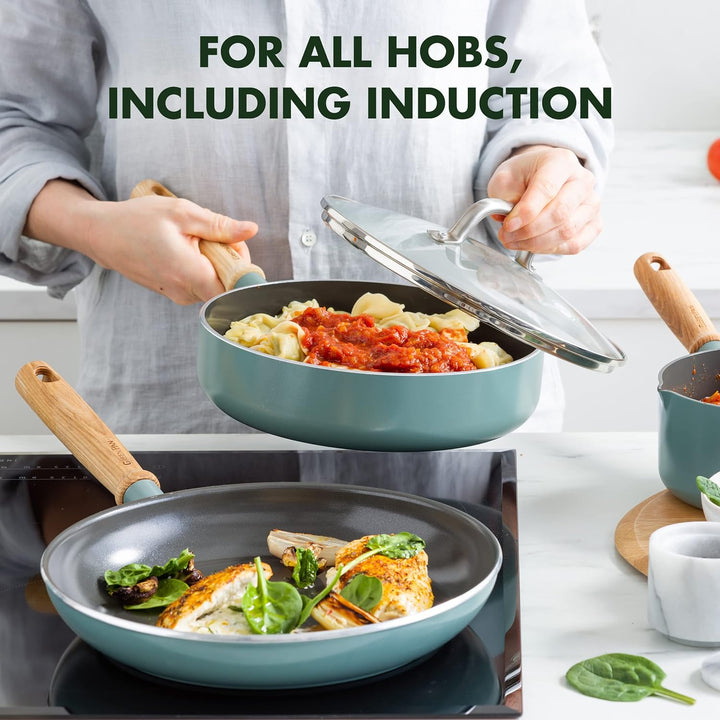 GreenPan Mayflower Gesundes keramisches Antihaft-Kochgeschirr Topf- und Pfannenset, 9-teilig, Vintag