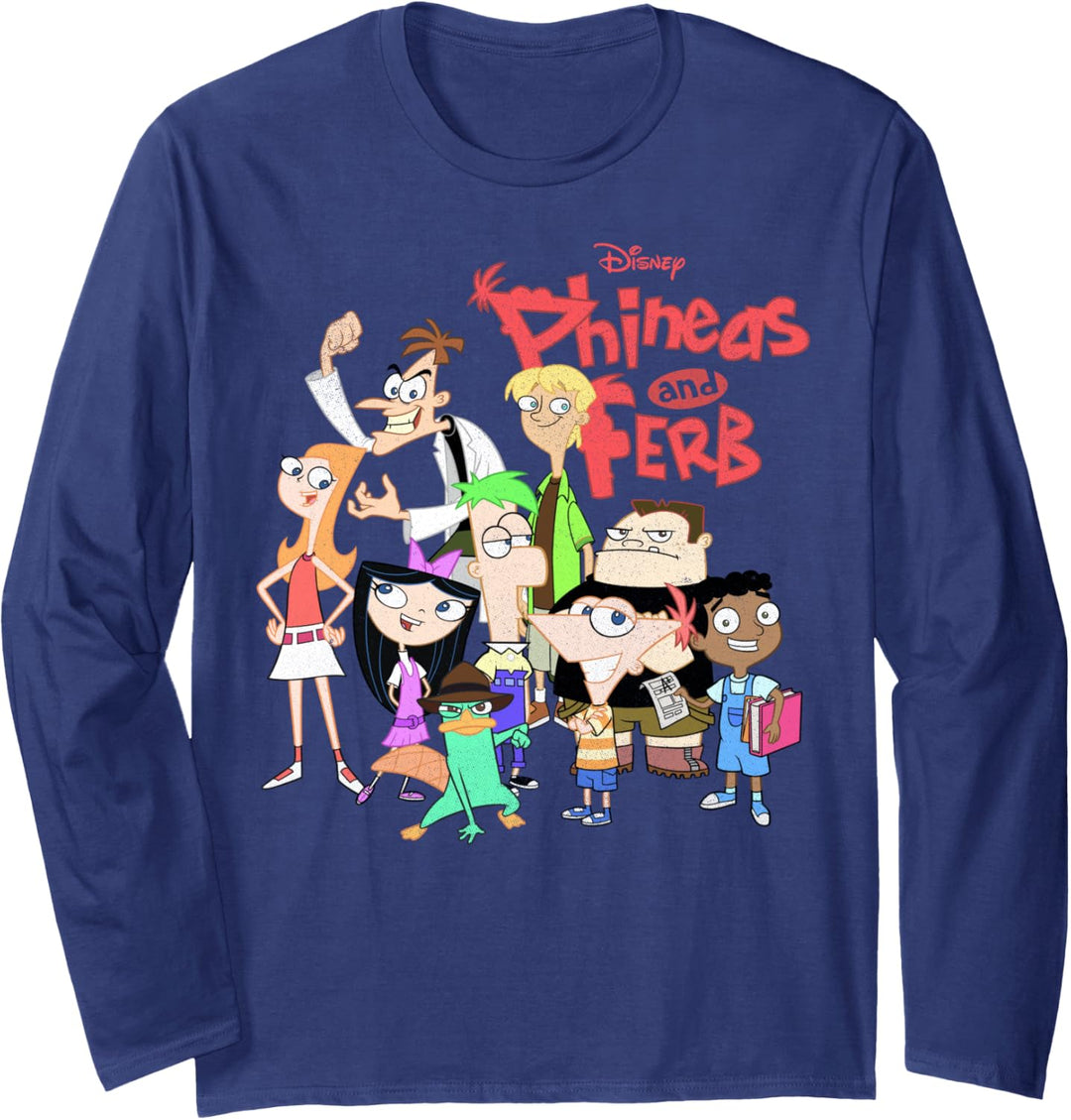 Disney Phineas And Ferb The Group Logo Langarmshirt
