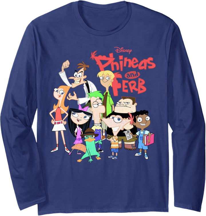 Disney Phineas And Ferb The Group Logo Langarmshirt