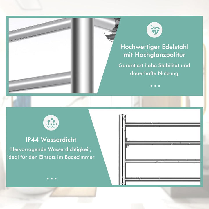GOPLUS Handtuchheizkörper, elektrischer Handtuchwärmer aus Edelstahl, Handtuchtrockner mit LED-Touch