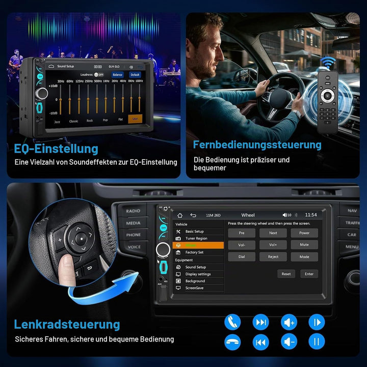 2 DIN 7 Zoll Auto Radio,Wired Apple CarPlay&amp;Android Auto,Bluetooth Autoradio mit Bildschirm,Sprachst