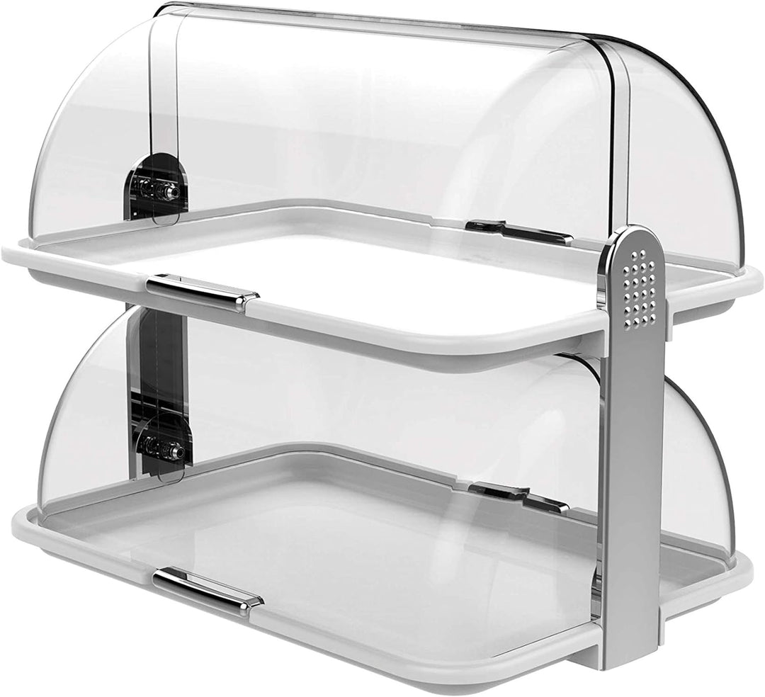 BIESSE Classica Mehrzweck-Brotkasten Doppelt, Polypropylen, Silberfarben/Weiss, 44,2 x 31 x 40,5 cm