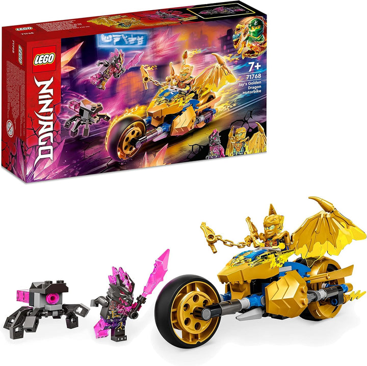 LEGO 71768 NINJAGO Jays Golddrachen-Motorrad, Set mit Jay-Minifigur und Drachen- und Schlangen-Figur