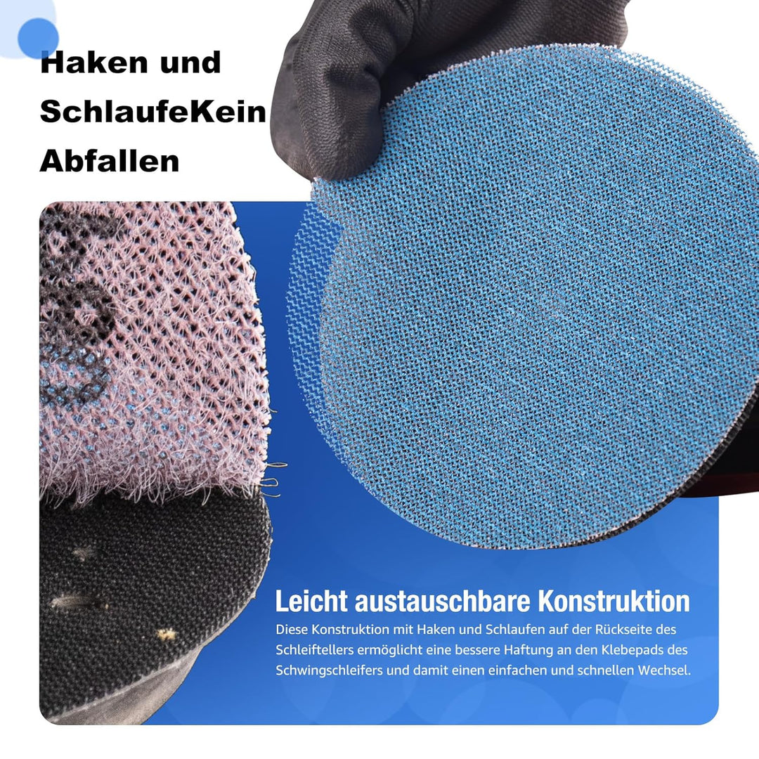 150 mm Schleifpapier P320 Blau Maschenscheibe 150mm Klett 40 Stück Staubfreies Gitterschleifpapier f