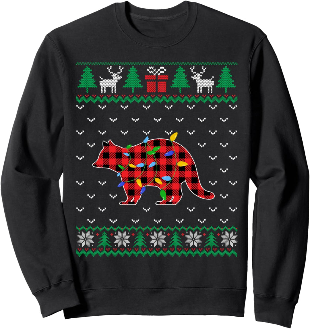 Waschbär-Weihnachtsbaum-Lichter, Dekoration, Weihnachtspullover, hässlich Sweatshirt