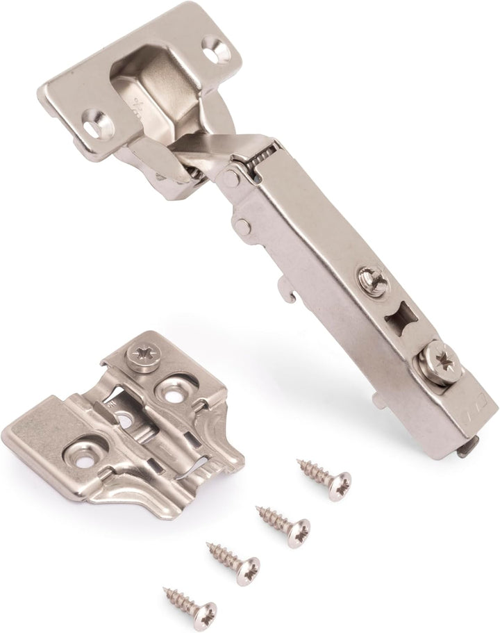 Emuca - Scharnier X92, sanftes Schliessen, Öffnungswinkel 105º, Montageplatte zum Anschrauben, Nicke