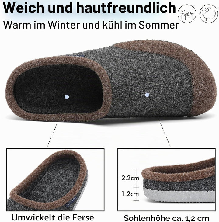 Mishansha Filz Hausschuhe Winter Bequem Filzpantoffeln für Damen Herren Gr.36-48 37 EU Dunkelbraun,