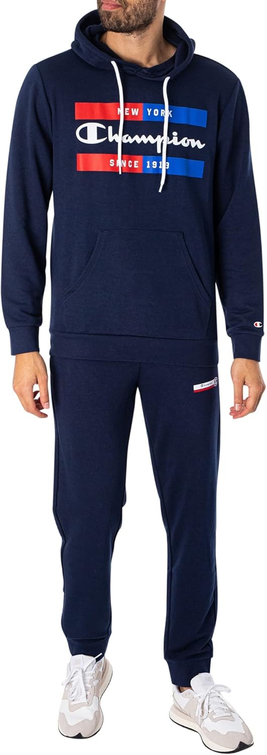Champion Herren Legacy Graphic Shop Authentic Powerblend Terry Box Logo Kapuzenpullover L Marineblau