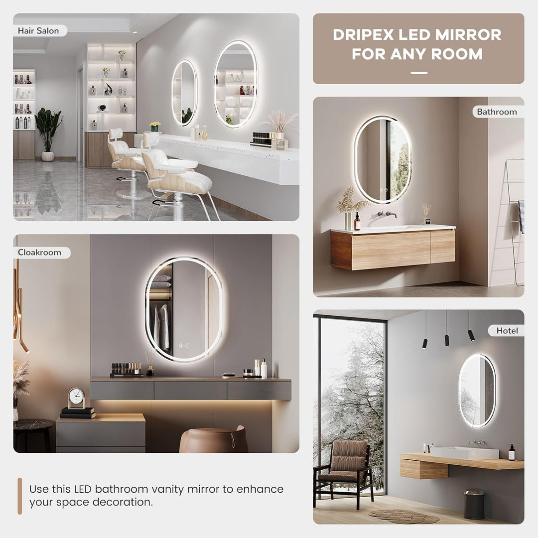Dripex Badspiegel mit Beleuchtung Led Spiegel mit Bluetooth-Lautsprecher und Touch-Schalter, Dimmbar