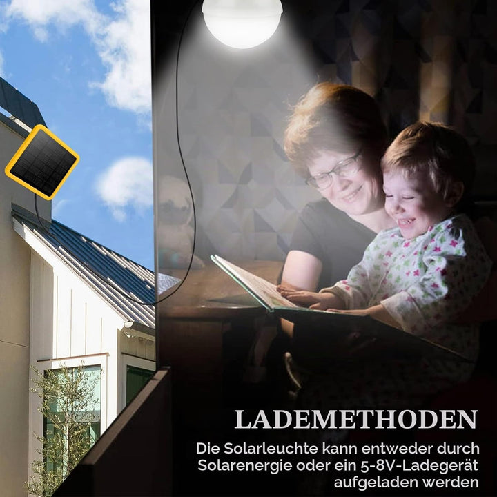 Beinhome Solarlampen für Aussen 130Lumen 800mAh mit Solarpanel,Portable Solar LED Glühbirne,3,5m USB