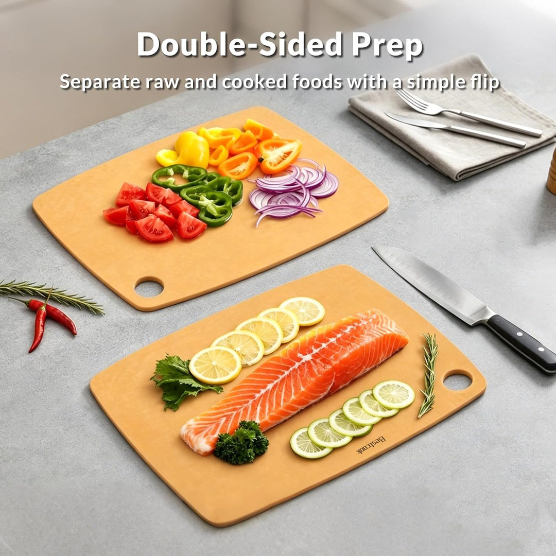 BESTCOOK Schneidebretter aus Holzfaser, 3er-Set, Spülmaschinenfest, Hohe Dichte, Antiporös, BPA-frei