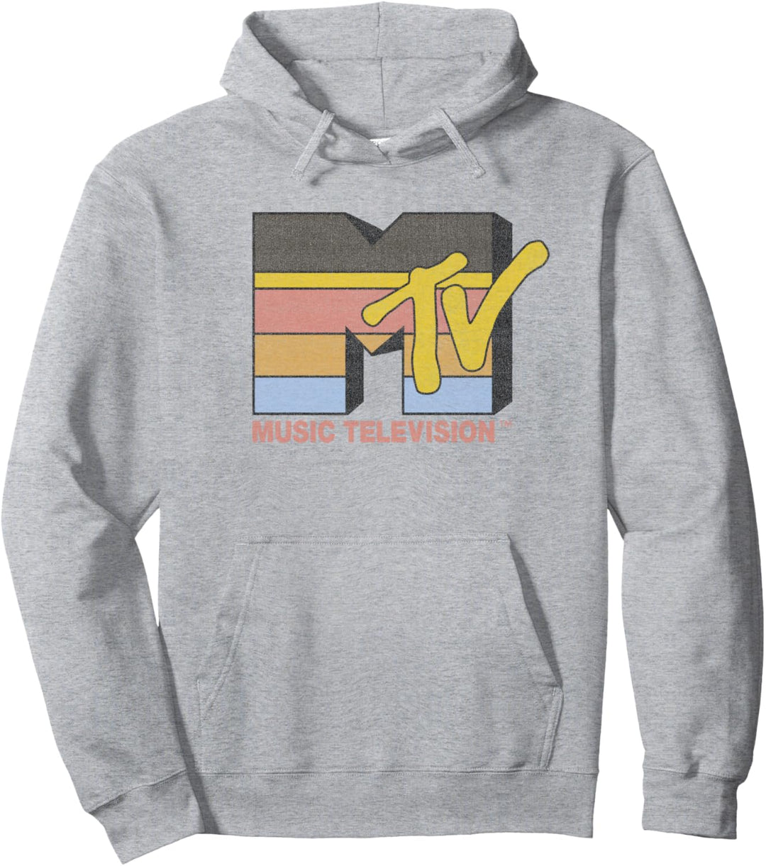 MTV Retro Striped Bold Logo Pullover Hoodie