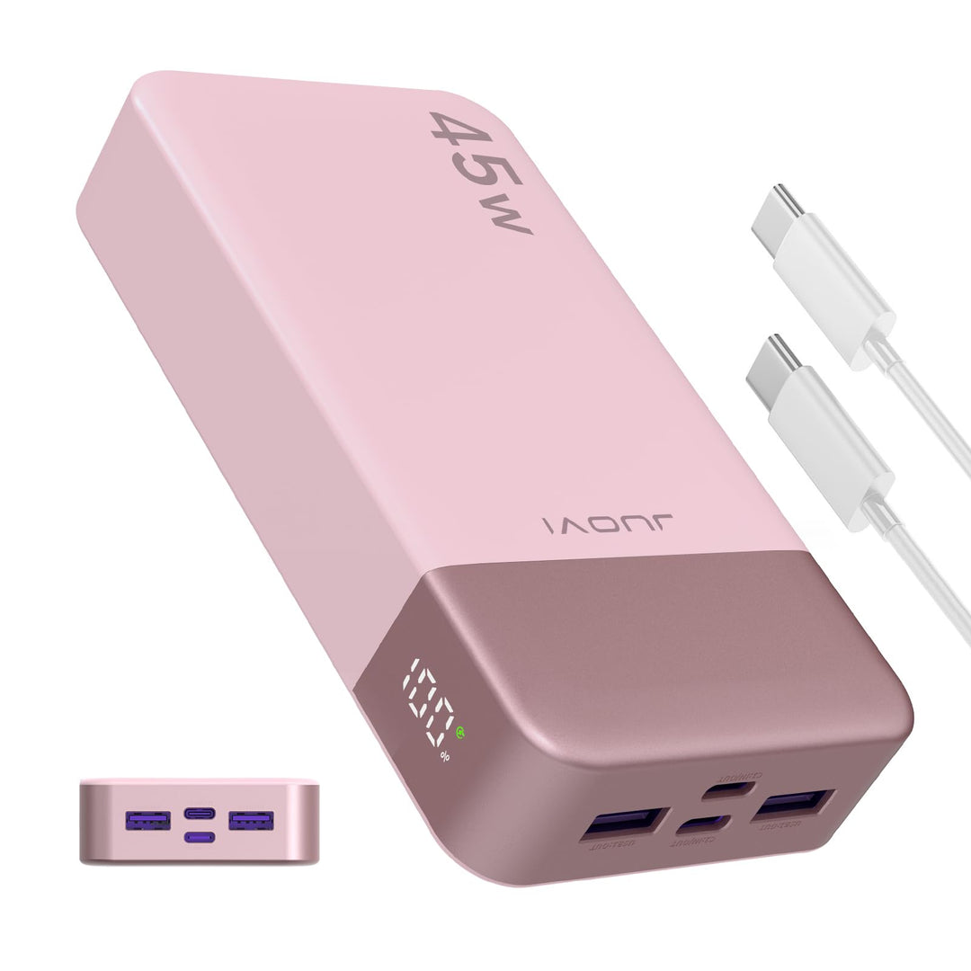 JUOVI Power Bank Fast Charging, 20000mAh 45W Tragbares Ladegerät, Super Fast Charging mit LED Displa
