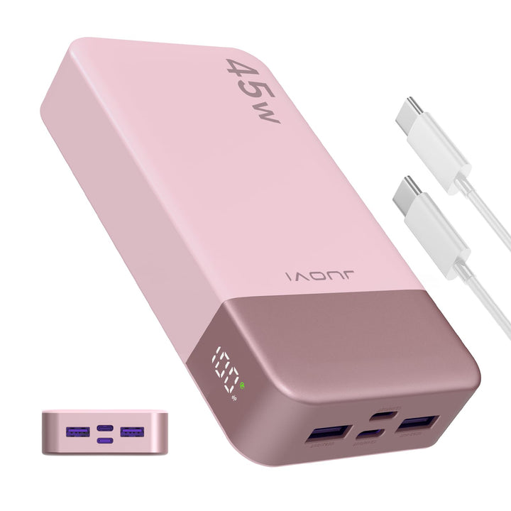 JUOVI Power Bank Fast Charging, 20000mAh 45W Tragbares Ladegerät, Super Fast Charging mit LED Displa