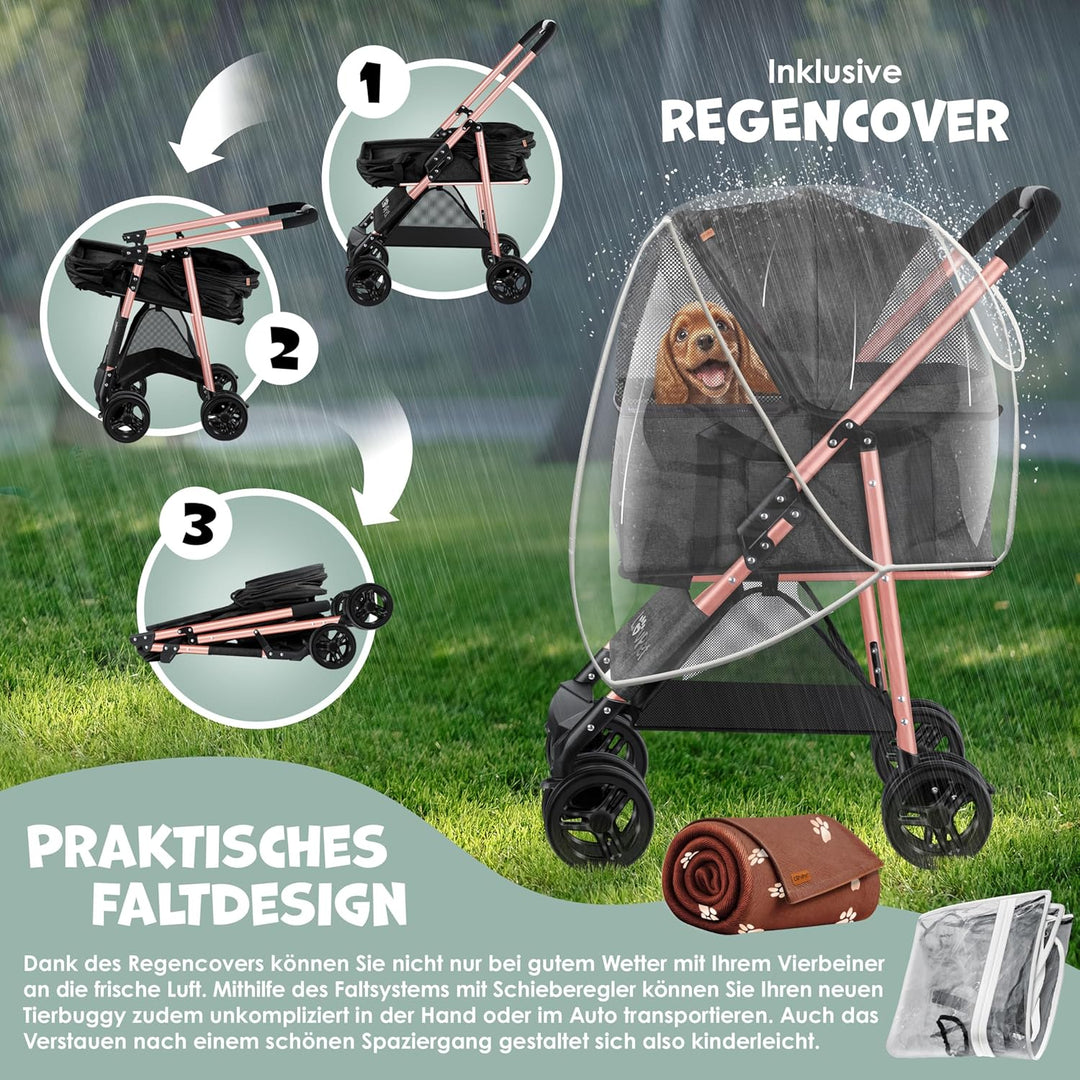 LOVPET® Hundewagen 2in1 Hundebuggy Hundebox Transporttasche Faltbar klappbar bis 20kg Haustiere Bugg