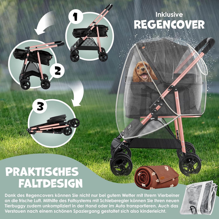 LOVPET® Hundewagen 2in1 Hundebuggy Hundebox Transporttasche Faltbar klappbar bis 20kg Haustiere Bugg