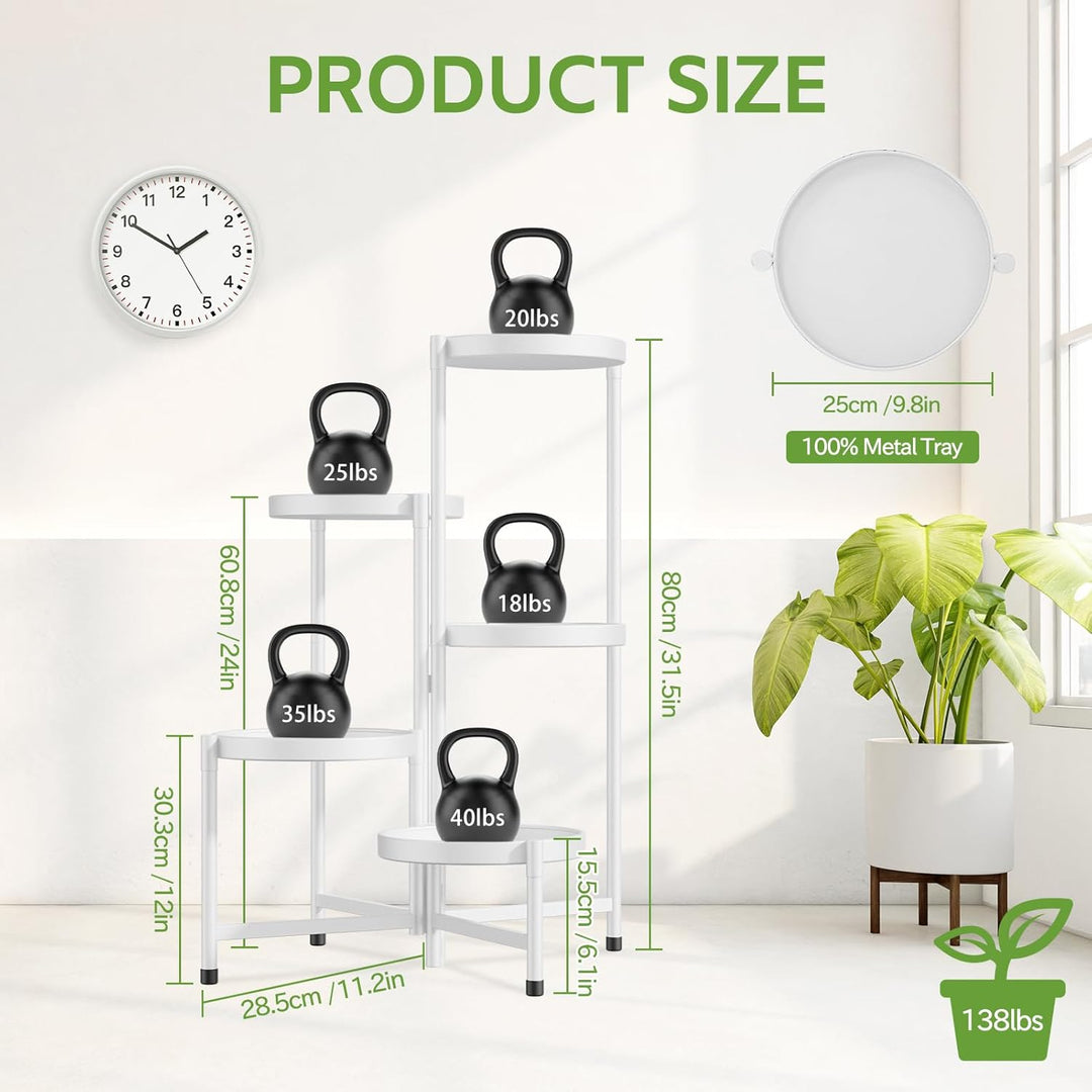 iDavosic.ly Pflanzenständer Metall Gross mit 5 Etagen, Blumenständer Pflanzenregal Blumenregal Indoo