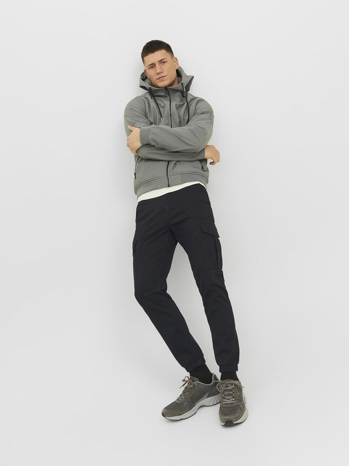 JACK & JONES Men's JJMarco Cargo Jogger Sweatpants Cuffed Track Bottom 36W / 34L Schwarz, 36W / 34L