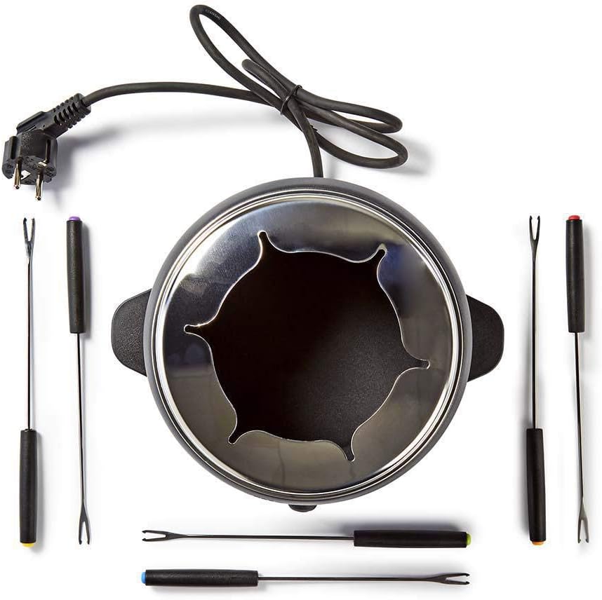 Nedis - Fondue-Set - 6 Personen - 2,3 L - 800 W - Einstellbare Temperaturregulierung - Abnehmbaren G