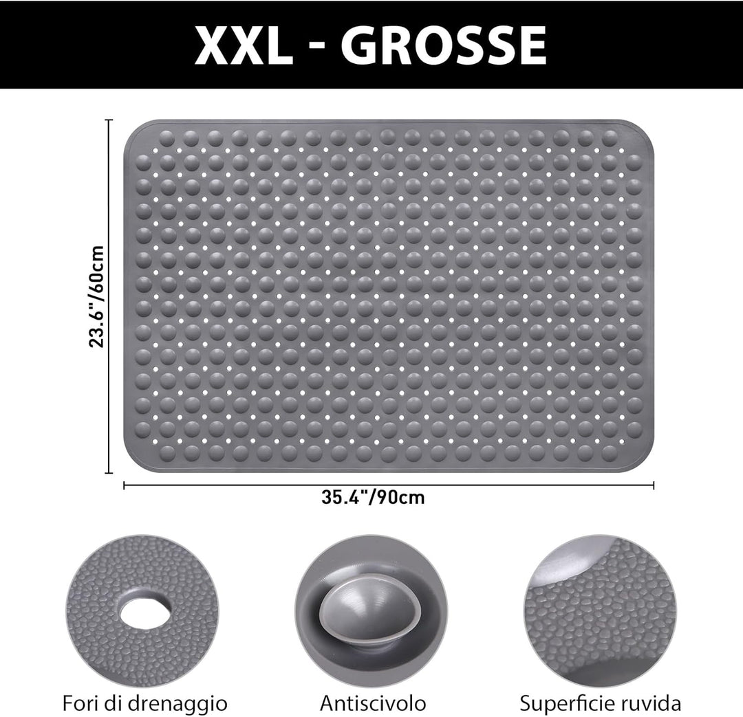 Mofonky Gross Duschmatte rutschfest 60x90cm: Weich TPE Duscheinlage mit Ablauflöchern und Saugnäpfen