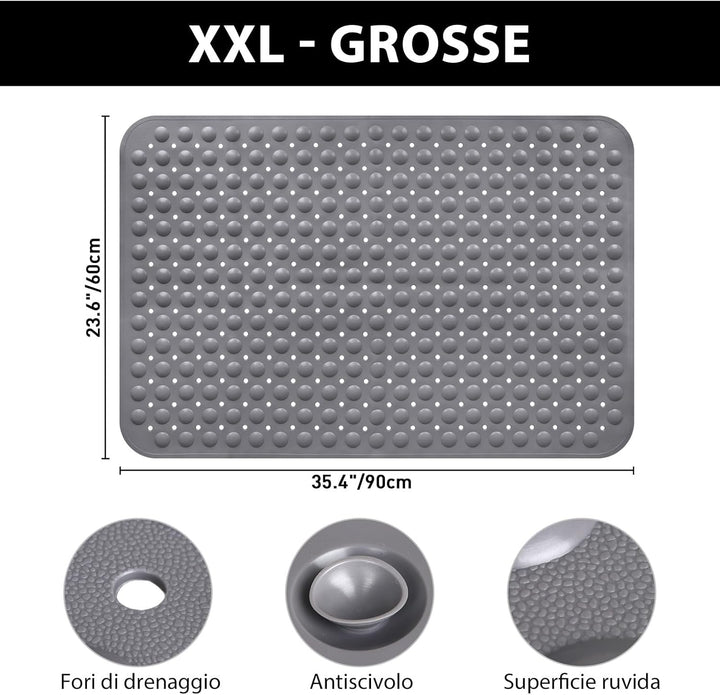 Mofonky Gross Duschmatte rutschfest 60x90cm: Weich TPE Duscheinlage mit Ablauflöchern und Saugnäpfen