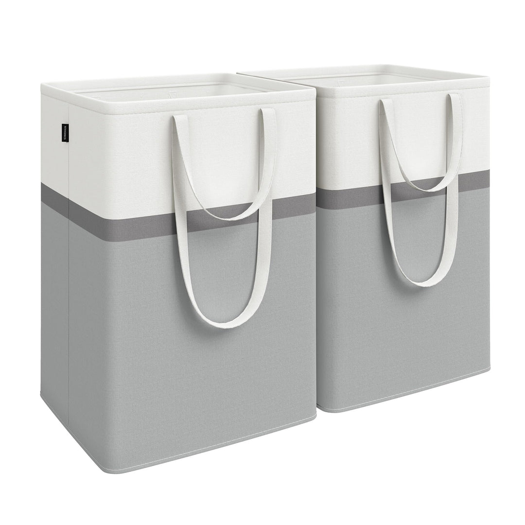 SONGMICS Wäschekorb 2er Set, 110 L Wäschesammler faltbar, mit kurzen und langen Griffen, leicht zu t