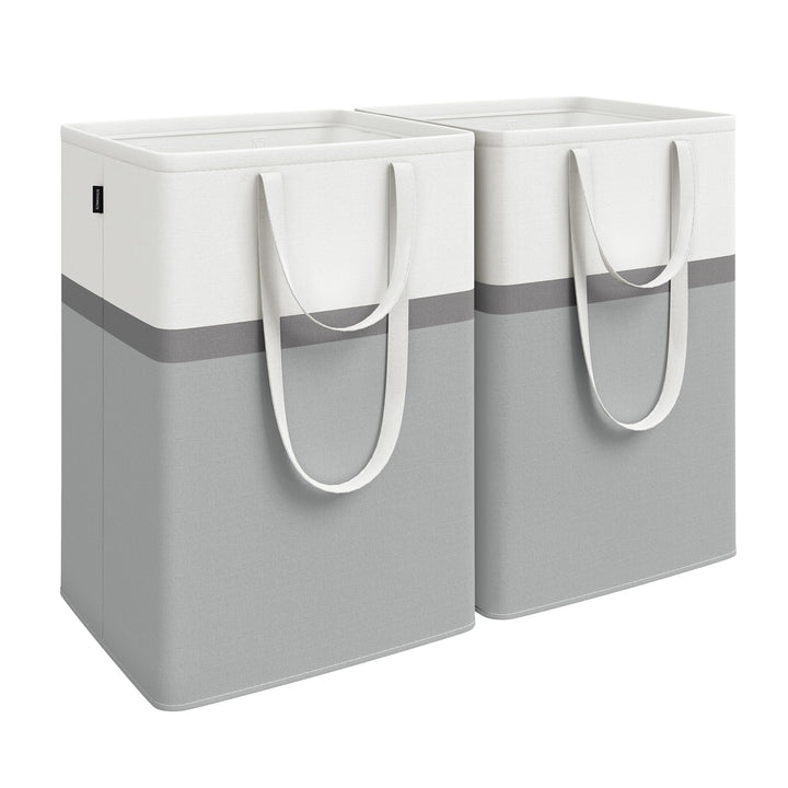 SONGMICS Wäschekorb 2er Set, 110 L Wäschesammler faltbar, mit kurzen und langen Griffen, leicht zu t