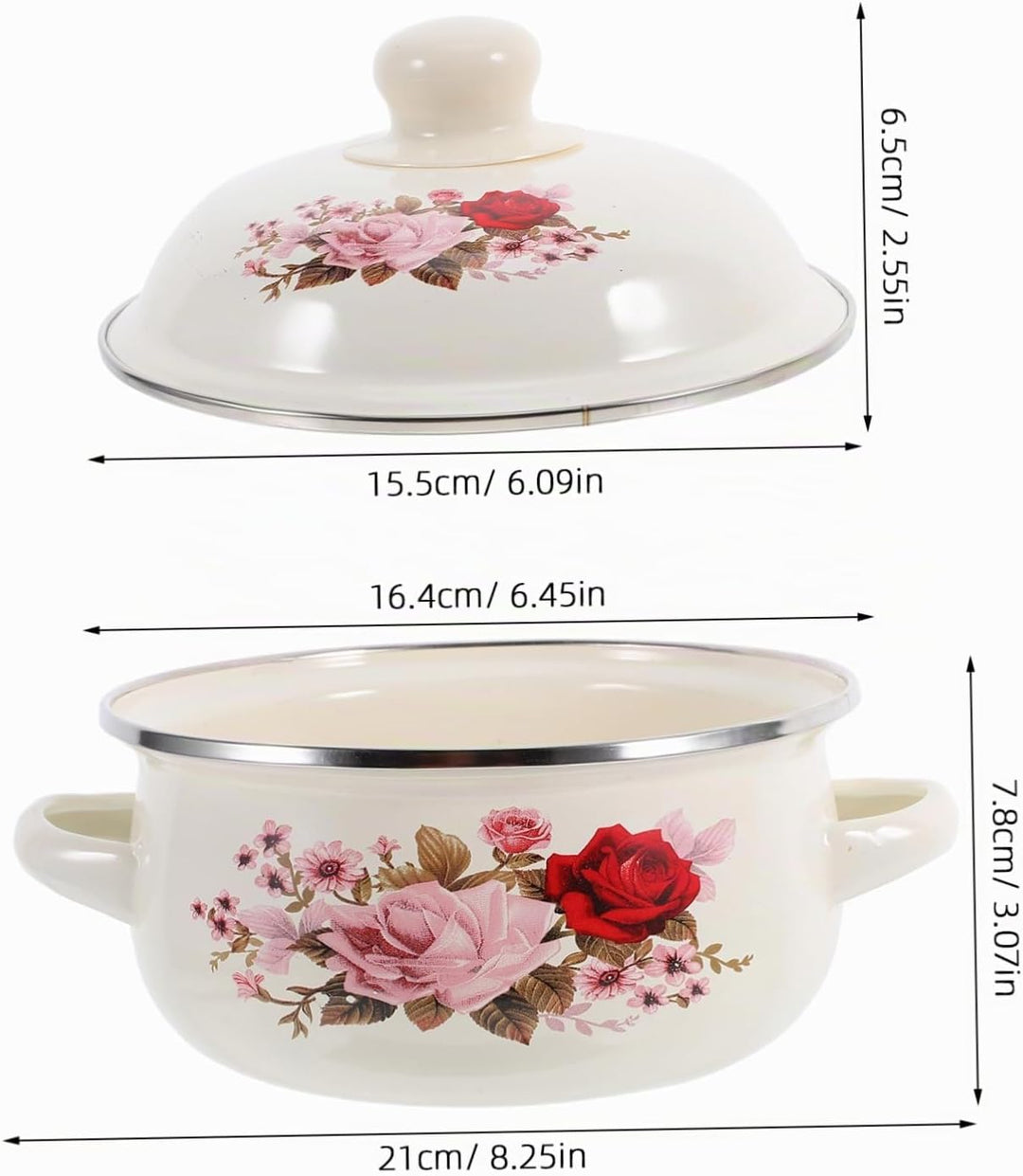 Alipis Emaillierter Kochtopf Mit Blumenmuster Emaille-suppentopf Mit Deckel Und Doppelgriff Vielseit