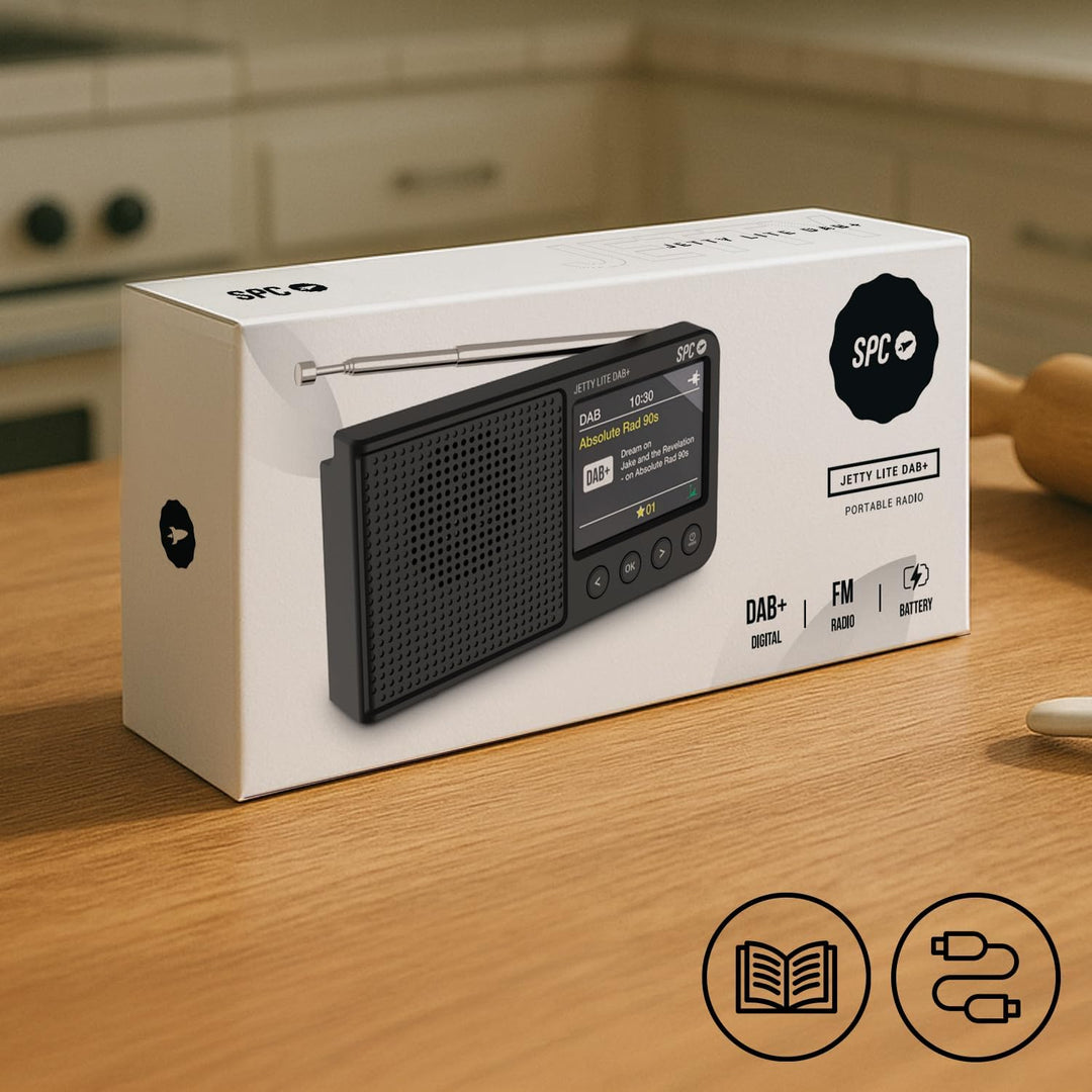 SPC Jetty Lite DAB+ | Tragbares Radio mit DAB+/UKW RDS | 80 Speicherplätze | 2,4" TFT-Farbdisplay |
