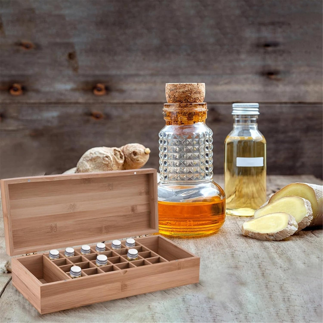 BrilliantDay Holz-Aufbewahrungsbox für ätherische Öle, 26 Gitter, drehbar, für ätherische Öle, Aroma