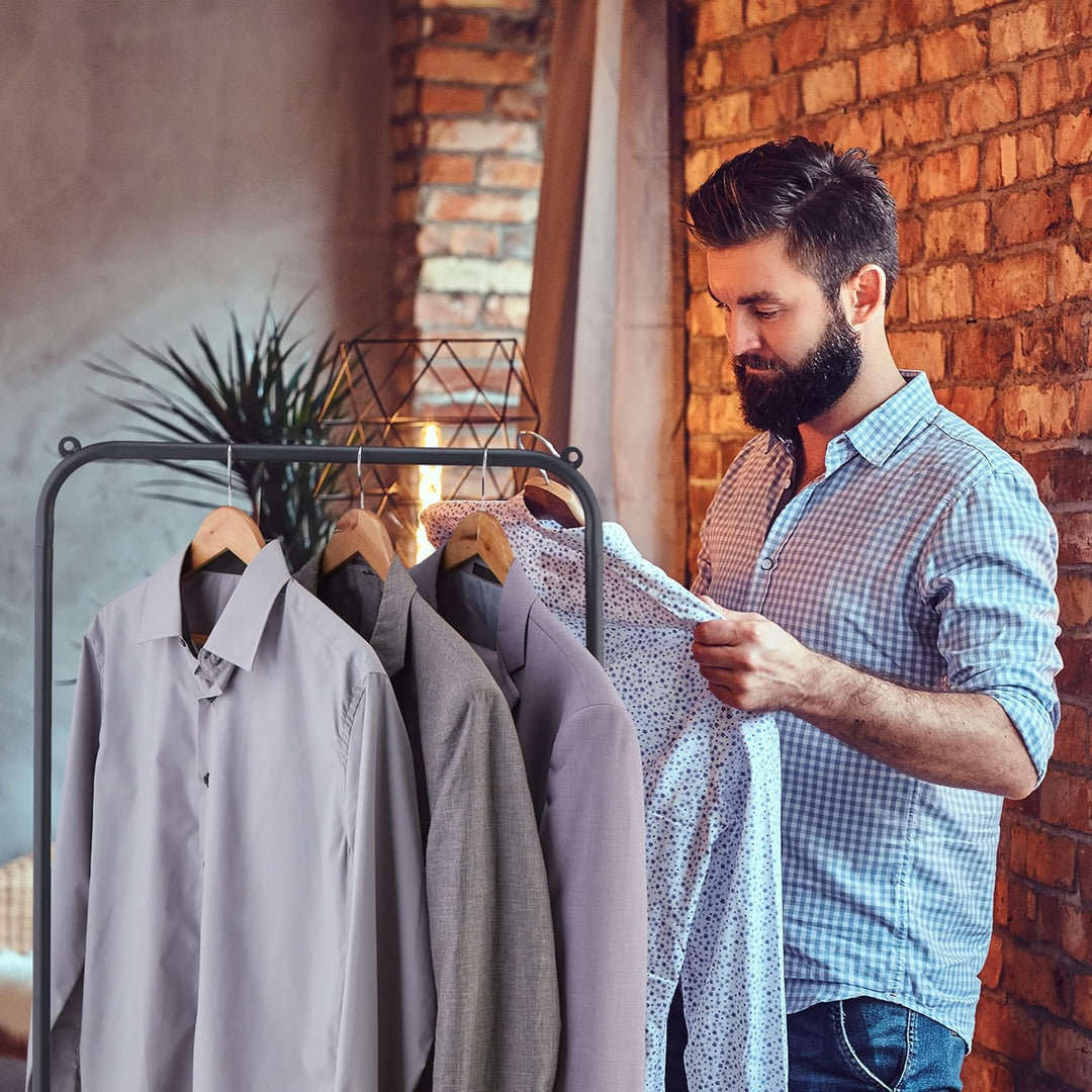 Relaxdays Kleiderständer Metall, mit Ablage, Schlafzimmer, Kleiderstange, HxBxT: 144 x 60 x 44 cm, f