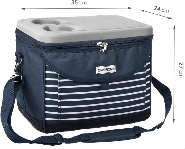 anndora Picknick Kühltasche 22 Liter - Kühltasche mit integriertem Becherhalter - inkl. 2 anndora Kü