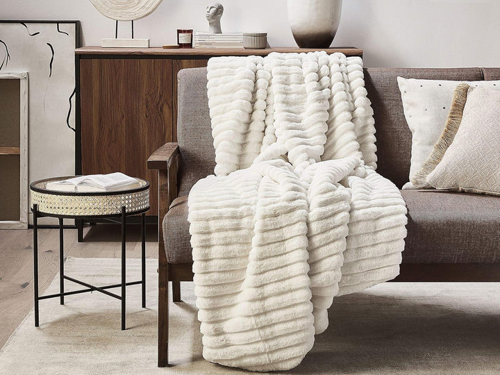 Klassische Kuscheldecke weiss Shaggy Acryl / Polyester Felloptik 150x200 cm Abteh