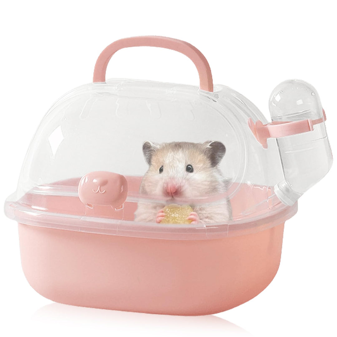 Hamster Transportbox mit Wasserflasche, Tragbarer Hamster mit bequemer Griff, 20 L x 18 B x 19 H cm,