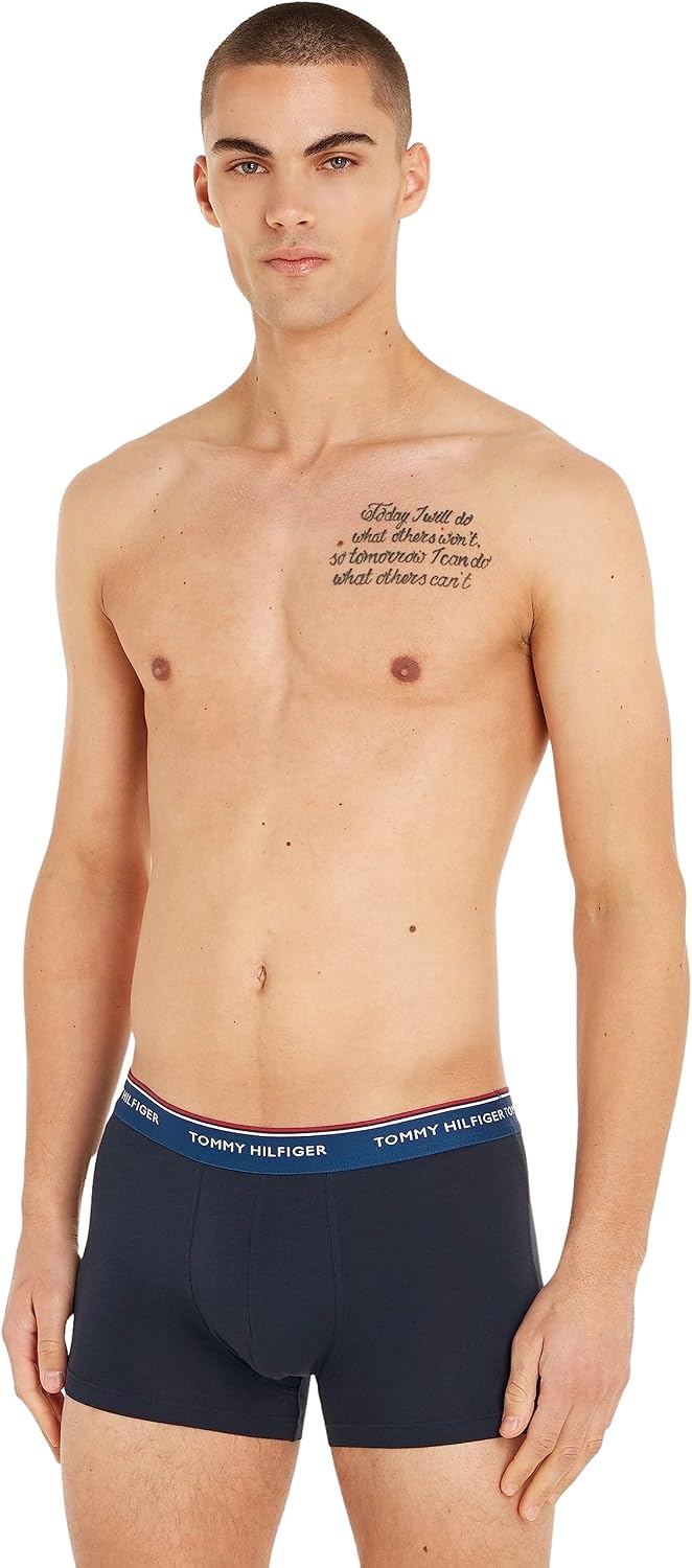 Tommy Hilfiger Herren 3er Pack Boxershorts Trunks Unterwäsche M Rosa (Cer Aqua/Deep Indigo/Dockside