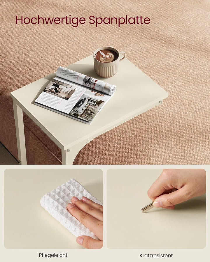 VASAGLE Beistelltisch, Sofatisch, C Form, Couchtisch, mit Metallgestell, modern, für Wohnzimmer, Sch