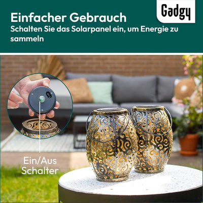 Gadgy Solarlaterne fur Aussen Wasserdicht | Set 2 Stuck Orientalische gartenlaternen aus metall IP44