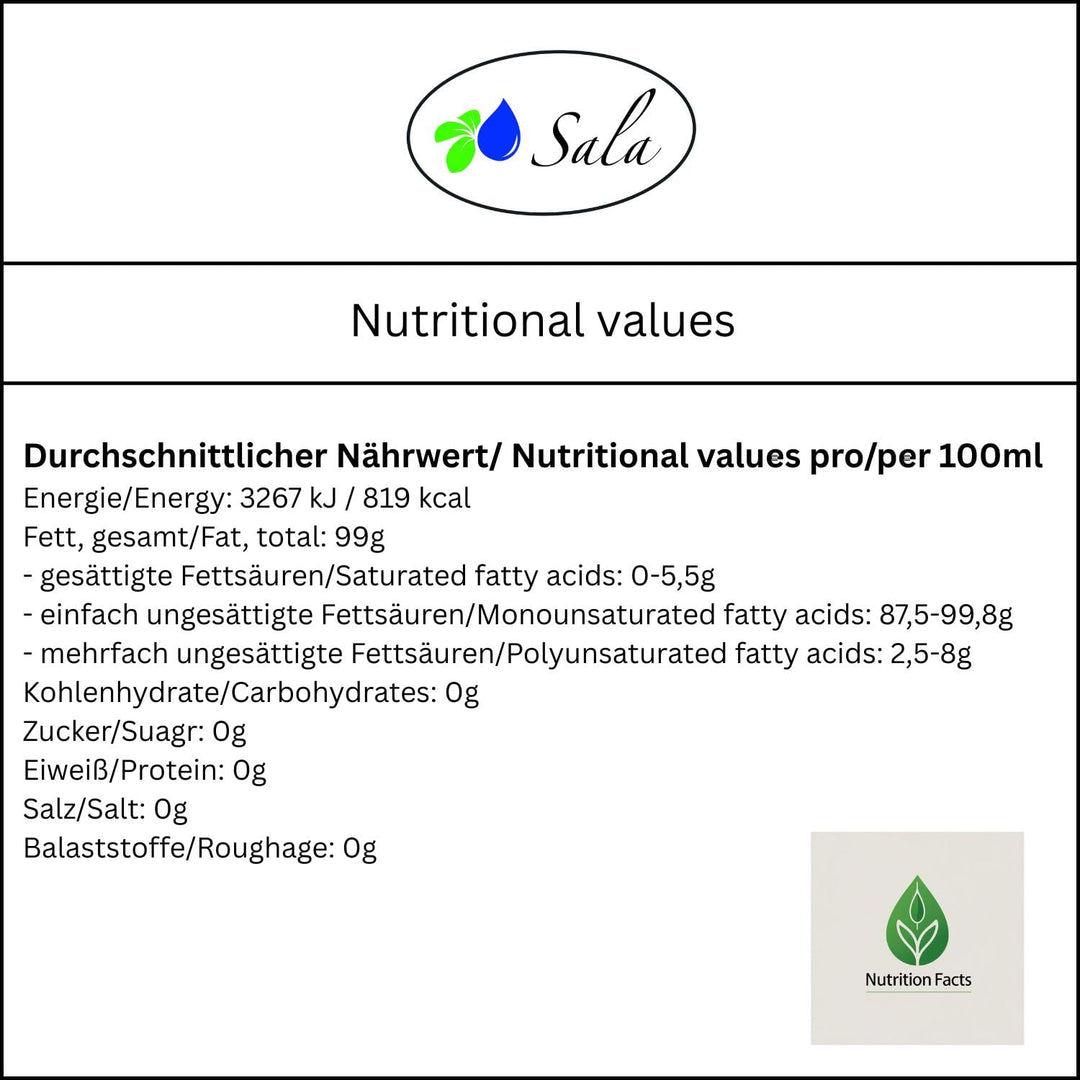 Sala Rizinusöl kaltgepresst BIO 1 L 1000 ml Glasflasche Rizinusöl kaltgepresst bio 1 l (1er Pack), R