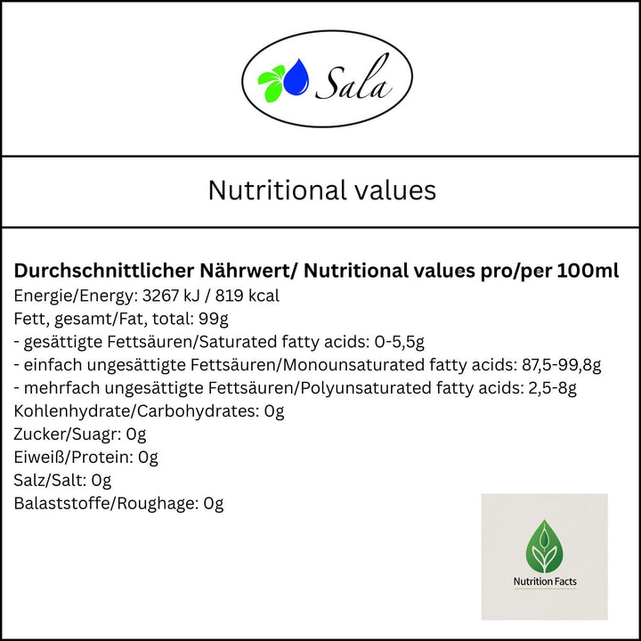 Sala Rizinusöl kaltgepresst BIO 1 L 1000 ml Glasflasche Rizinusöl kaltgepresst bio 1 l (1er Pack), R