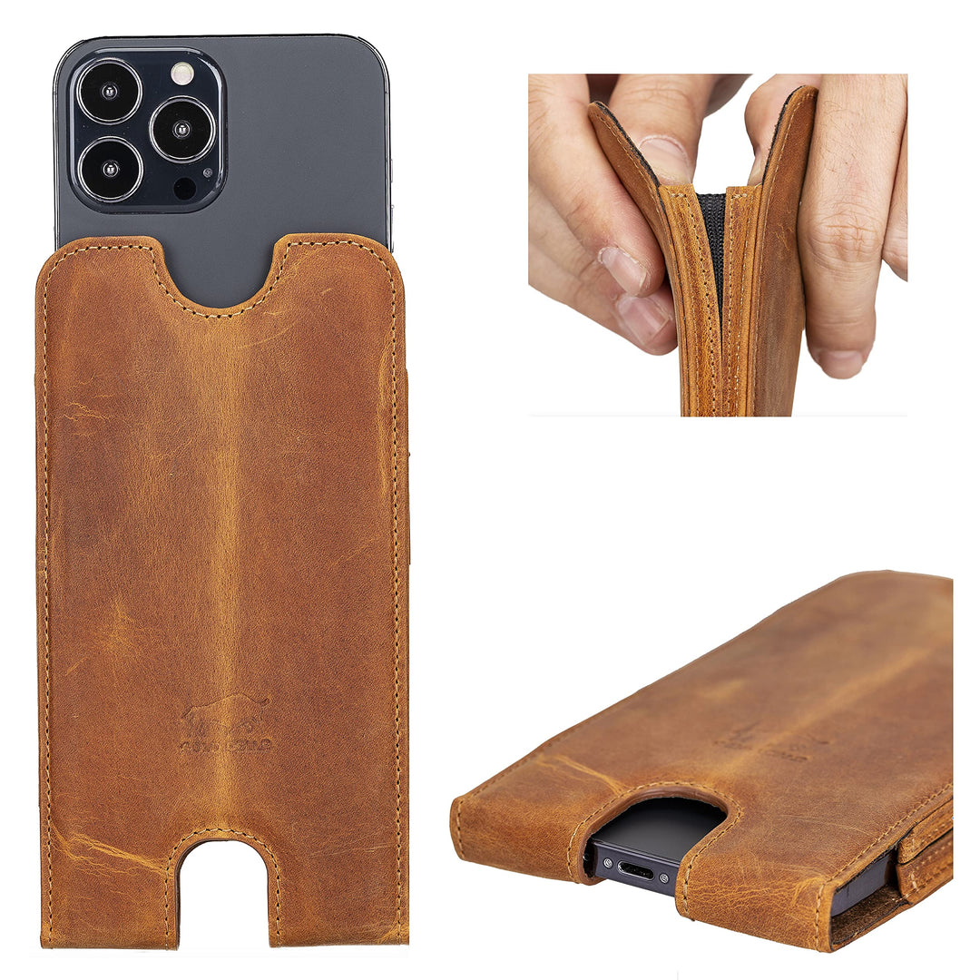Solo Pelle Lederhülle für das iPhone 14 Plus + 14 Pro Max und alle Geräte bis 6.7 Zoll Case Leder Hü