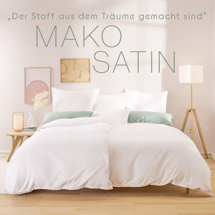 Blumtal Mako Satin Kissenbezug 40 x 80 Baumwolle Weiss - 2er Set Kissenbezüge aus 100% Baumwolle - e