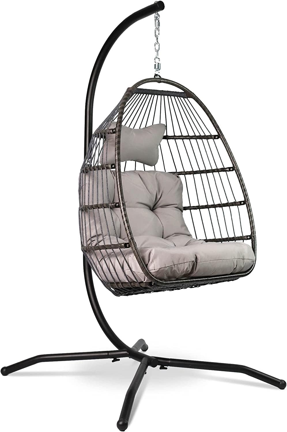VITA5 Hängesessel mit Gestell - Bequemer Hängekorb Sessel - Rattan Hängesessel Outdoor und Indoor -