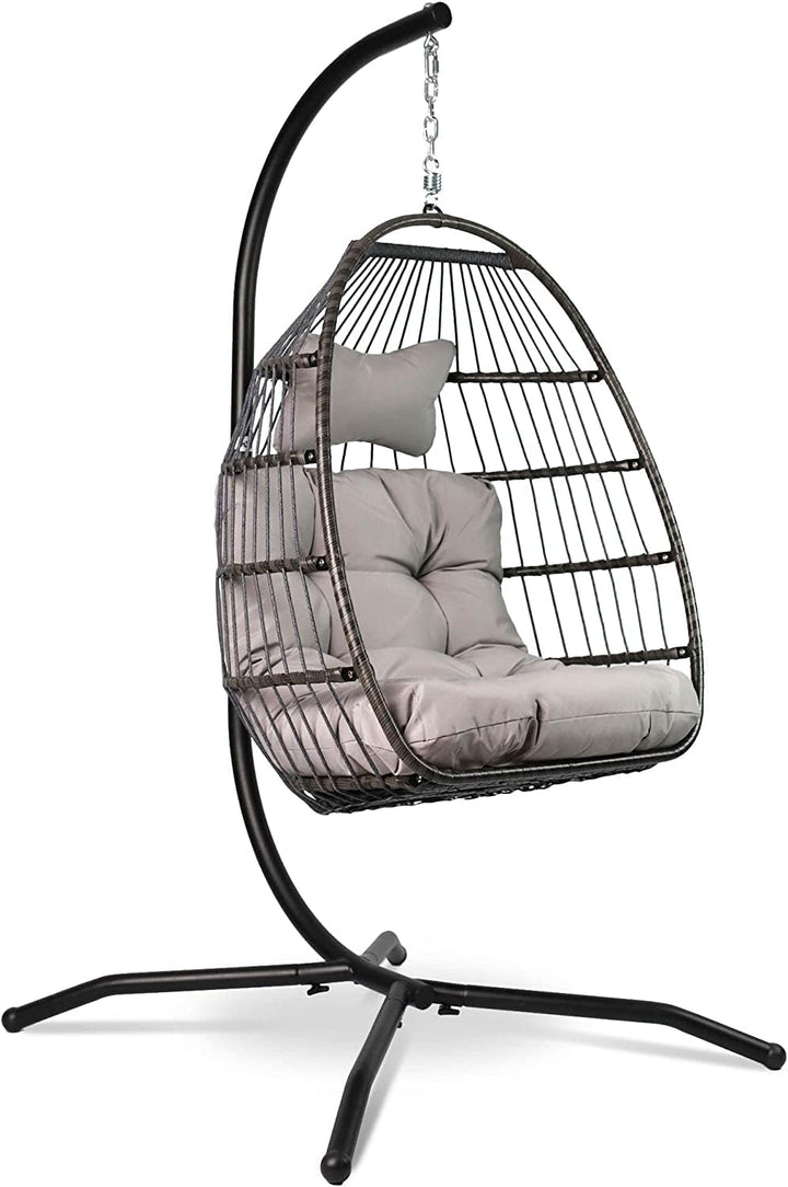 VITA5 Hängesessel mit Gestell - Bequemer Hängekorb Sessel - Rattan Hängesessel Outdoor und Indoor -
