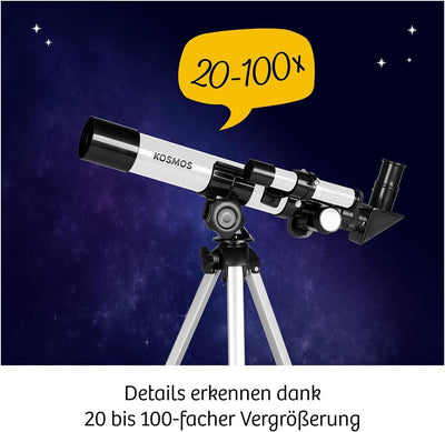 Kosmos 676889 Entdecker-Teleskop, Starter-Set für Einsteiger und Kinder ab 8 Jahre, 2 Okulare für 20