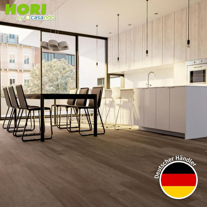 HORI Klick Hartvinylboden Rigid SPC Landhausdiele Holzoptik - Klick-Vinyl mit Trittschalldämmung - s
