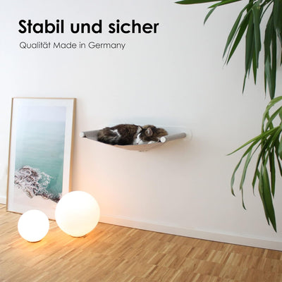 LucyBalu® Katzenhängematte mit natürlichem Filz | Hängematte für Katzen als Katzenbett an der Wand I